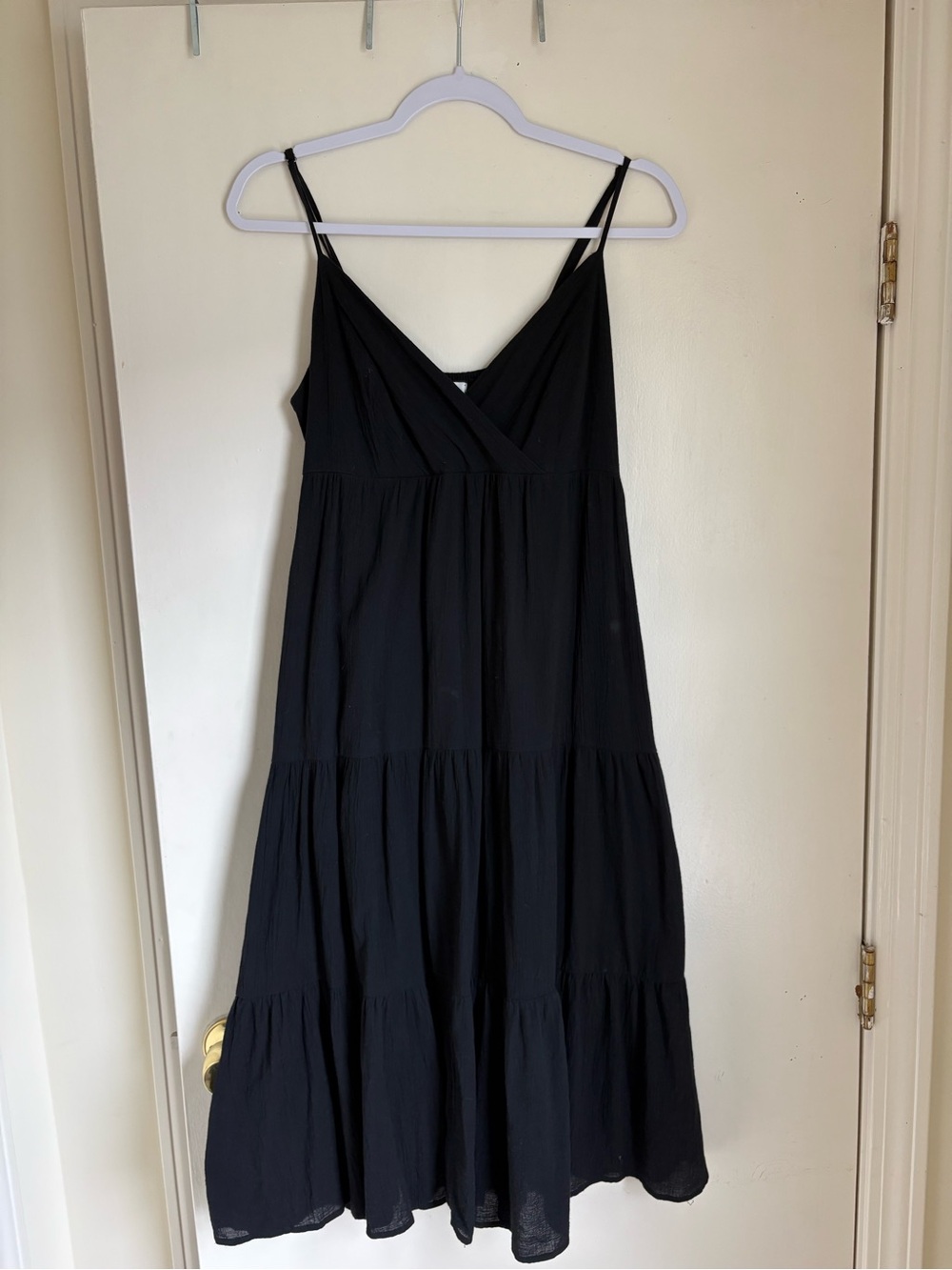 Black Tiered Midi Spaghetti Strap Dress